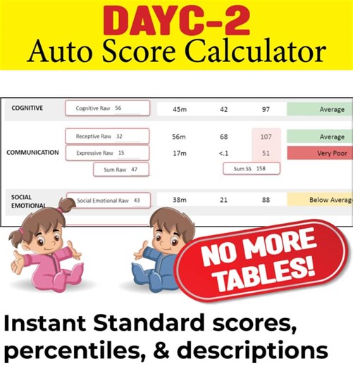 DAYC-2 Automatic Score Calculator | Instant Scaled Scores & Percentiles