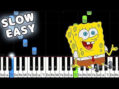 Spongebob Theme Song - SLOW EASY Piano Tutorial [animelovemen]