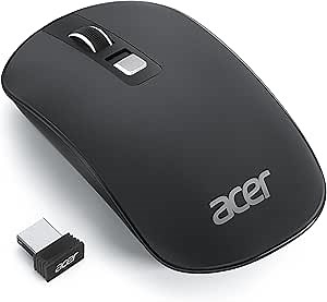 acer Computer Mouse Wireless, 2.4G Slim USB Wireless Mice with USB Receiver, Small Sized Hands, 800/1200/1600 Adjustable DPI Optical Laptop Mouse with 4 Buttons, Portable for Laptop, Desktop, PC