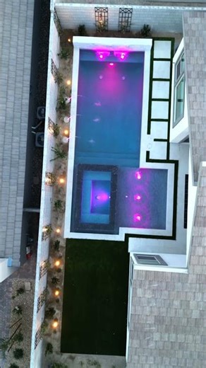 Backyard Glow-Up: LED Pool Lighting at Night 🌙✨ #luxurypools #pool #lasvegas #backyardparadise
