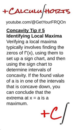 Concavity in FRQs #5 - Local Maxima | Get Your FRQ On #shorts