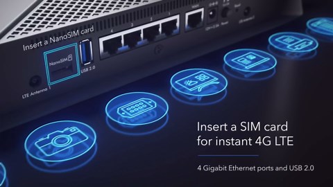 NETGEAR Nighthawk 4-Stream AX4 WiFi 6 Router with 4G LTE Built-in Modem (LAX20) – AX1800 WiFi (Up to 1.8Gbps) | Up to 1,500 sq. ft. Coverage and 20 Devices