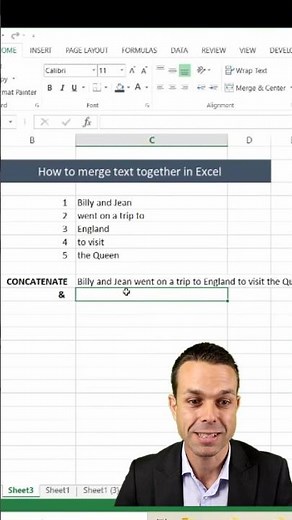 How to Merge Text Together in Excel (2 Ways!) #Shorts