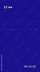 Vertical VHS video tape FF Fast Forward Overlay on Blue Background. 4K Video