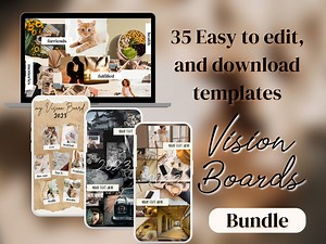 35 Customizable Vision Board Templates With Filled Out Examples and Canva Editing Guide - Digital and Printable - Etsy