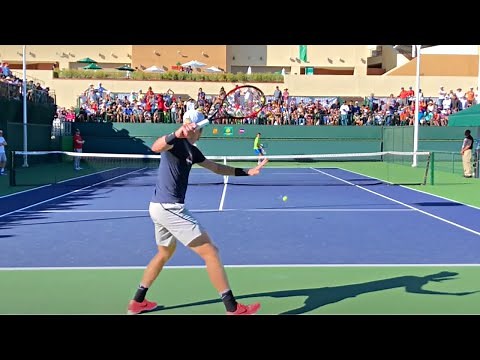 Roger Federer & Kyle Edmund | IW Practice (Court Level 60fps)