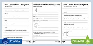 Grade 2 Mental Maths Activity Sheets