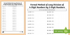 Long Division Practice Sheets - KS2