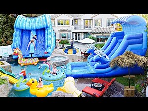 We BUILT A GIANT WATERPARK In Our BACKYARD **Crazy Fun**