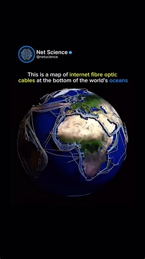 Net Science on Instagram: "This map shows the network of fiber optic cables laid across the ocean floor, which form the backbone of the global internet infrastructure by transmitting data between continents at high speed. #nasa #science #earth #engineering"