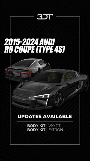  NEW PARTS DROP!  The V10 GT and E-TRON body kits for the 2015-2024 Audi R8 Coupe (Type 4S) are NOW AVAILABLE on 3DTuning! Get the ultimate visual upgrade for your virtual R8. Stop dreaming, start designing.  FOLLOW: @3dtuning  | 3DTuning.com | Facebook