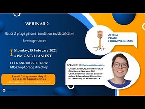 APF #2: Basics of phage genome annotation & classification: getting started—Dr. Evelien Adriaenssens