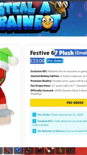 HOW TO GET THE NEW STEAL A BRAINROT PLUSHIE IN SAB #roblox #plushies #shorts