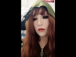 Live show of wearing full face female silicone mask