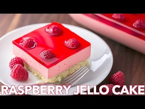 How To Make Raspberry Jello Cake Recipe - Natasha's Kitchen