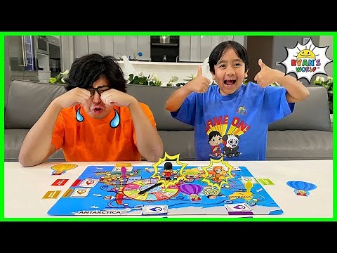 Ryan's World Tour Board Game Family fun with Ryan vs Daddy!!!