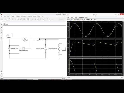 Half Wave Unctrolled Rectifier with C filter Matlab Simulink