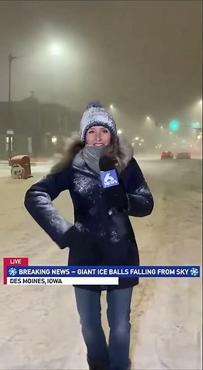 Giant Ice Balls Pummel News Crew on Live TV #extreme #news