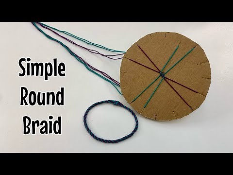 Simple Kumihimo round braid using cardboard wheel-friendship bracelet spiral 🌀