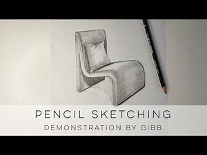 How to draw furniture from start to finish - a modern upholstered lounge chair sketch in pencil