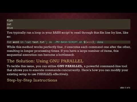 Automating BASH FOR LOOP Execution with PARALLEL in Linux