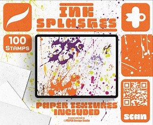 Ink Splashes Procreate Stamps: 100 Brush Splatter & Paper Textures - Etsy