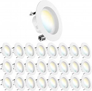 Sunco 24 Pack 5CCT LED Recessed 4 Inch, 3000K/4000K/5000K/6000K/6500K Selectable, Dimmable Can Lights, Smooth Trim, 11W=60W, 660LM, Damp Rated, Retrofit Installation - UL Certified
