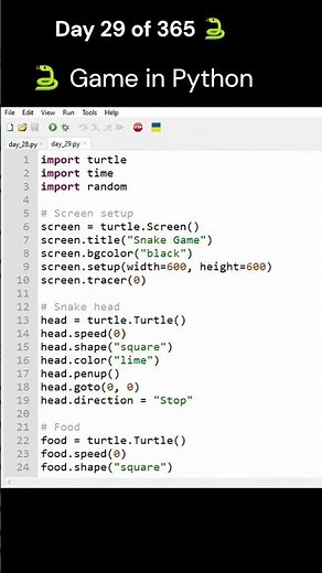 I Made the Classic 🔥 Snake Game Using Python 🐍 | Day 29 of 365