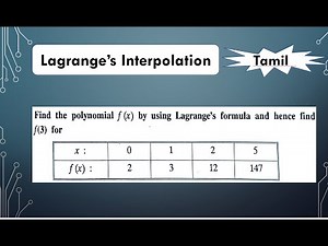 SNM | MA3251 | Unit 4 | Numerical Differentiation in Tamil | Lagrange's interpolation in Tamil