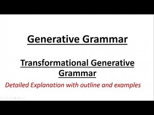 Generative Grammar | Transformational Generative Grammar| Deep structures| explained in Urdu/Hindi