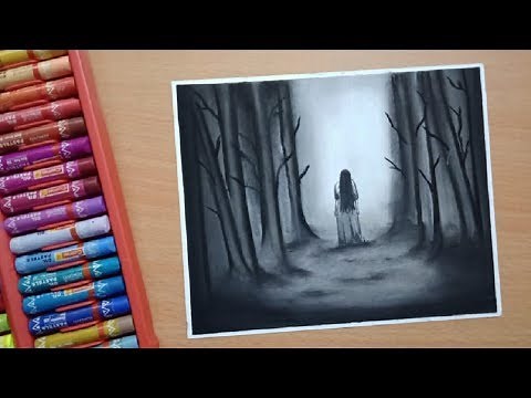 Scary Drawings - How To Draw Scary Ghost Scene with Oil Pastel || Horror Drawing