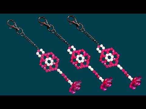 How to Make a Beaded Keychain with String | Crystal Beaded Keychain Tutorial | Native Beadwork