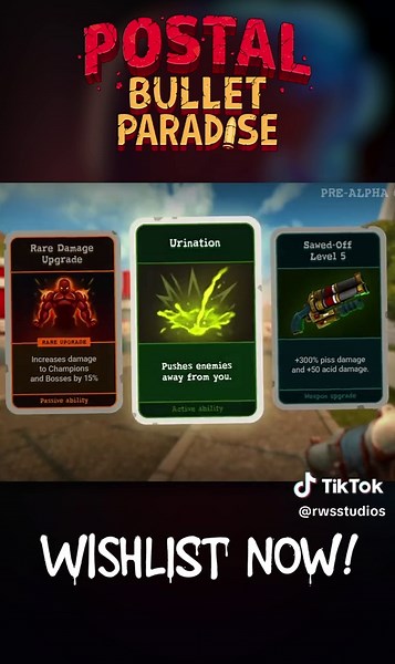 POSTAL: Bullet Paradise is a bullet-heaven shooter with online co-op where everything wants you dead and you don’t give a damn. Play as one of the Dudes from across the POSTAL series, grab whatever junk passes for a gun, upgrade it, and start solving problems the old-fashioned way. #postal #gaming #runningwithscissors