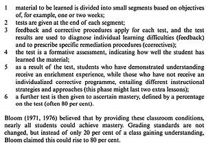 Characteristics of Mastery Learning