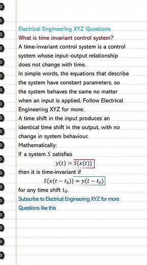 What is time invariant control system
