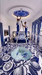 Galaxy Epoxy Floor with Hidden Guava Aquarium Transformation! #interiordesign #aquarium #shorts