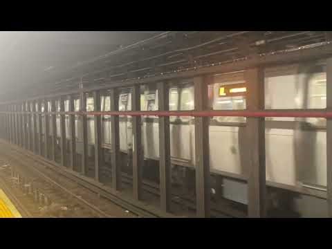 R143 (L) train is arrived at 1st Avenue Station in NYC Subway