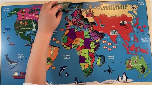 World Map Puzzle Naming the Continents, Oceans With Naming Countries Underneath the Puzzle Pieces. A Map Puzzle to Learn World Geography! - Etsy