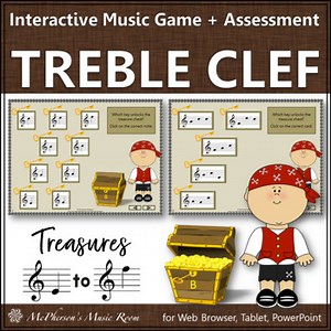 Treble Clef Notes Interactive Music Game & Assessment {Treasure Chest}