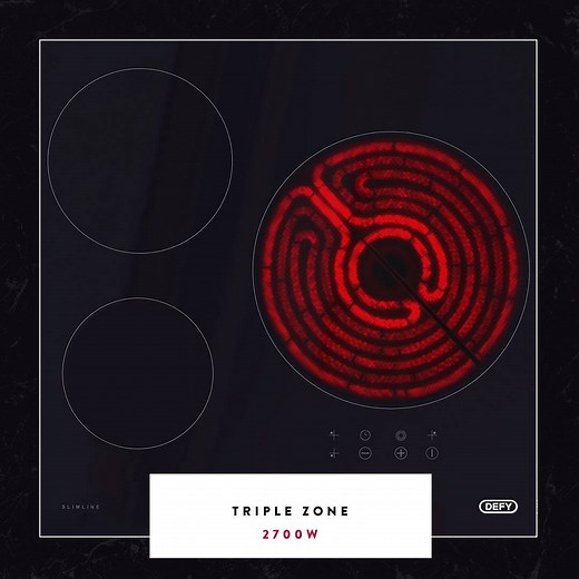 Take full control in the kitchen with this stylish and easy-to-use Touch Control Hob. Designed with a specialised ring that recognises the size of your pot, this hob will adjust its heating to save you energy. In turn, you are equipped with precise cooking results, extendable cooking zones and an energy efficient kitchen. #DEFY #BelieveInBetter | Defy