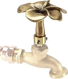 Plumeria Flower - Decorative Outdoor Faucet Handle with Universal Adapter, Brass, DIY, Replacement Handle Only (Faucet not Included)