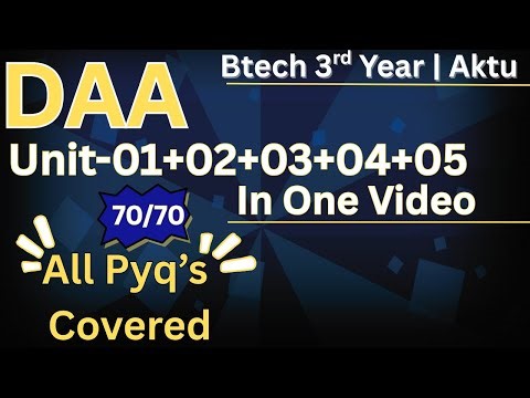 DAA | Complete syllabus | One Shot | PYQ's Covered | BTech | Aktu | 3rd Year | ‪@learnerspick_01‬