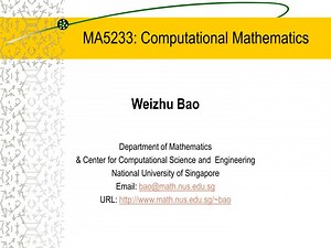 MA5233: Computational Mathematics - SlideServe