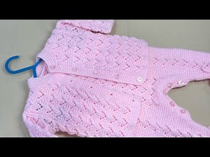 Hand knitted sweater ( cardigan) for new born baby (0-3) months step by step tutorial