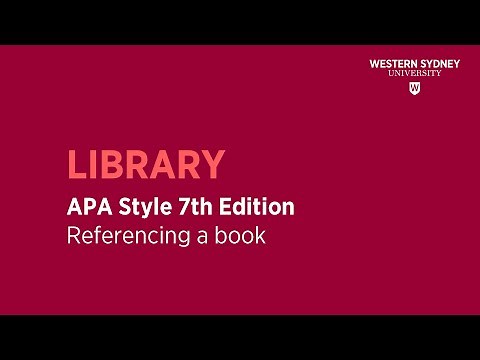 APA Style 7th Edition - Referencing a BOOK