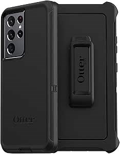 OtterBox Galaxy S21 Ultra 5G (ONLY - Does NOT FIT Non-Plus or Plus Sizes) Defender Series Case - Black, Rugged & Durable, with Port Protection, Includes Holster Clip Kickstand