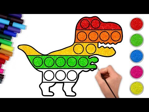 How To Draw Dinosaur 🦖| Pop It Dinosaur Drawing | Step By Step | Chiki Art | HooplaKidz How To