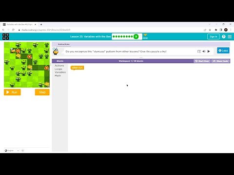 L25-9 |Code.org | Express-2021 | Lesson 25: Variables with the Bee | level 9