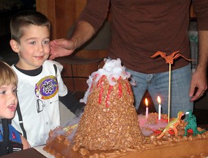 Pretty Easy Erupting Volcano Birthday Cake (Using Dry Ice)