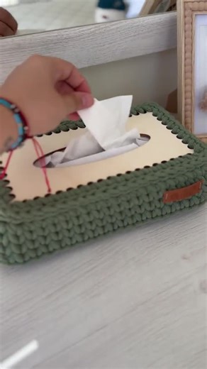 Crochet Tissue Box Cover Pattern: Cotton Rope, Wooden Base (PDF & Video) - Etsy